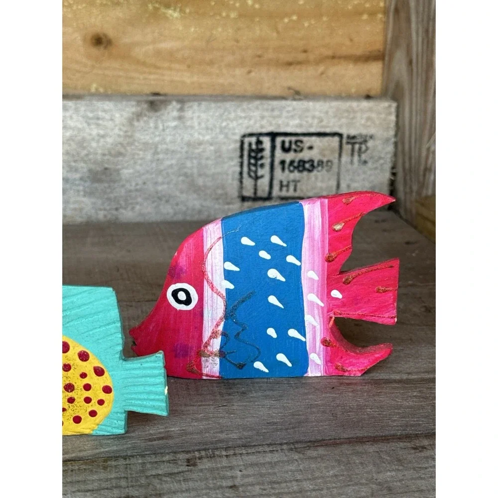 Vintage Wooden Hand Carved Hand Pained‎ Fish Decor Tropical Fish Decor